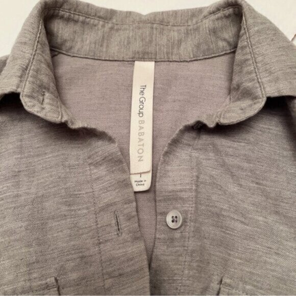 Aritzia Babaton EUC Utility Pocket Button Down Shirt Wool /Cotton Size L - Picture 4 of 9